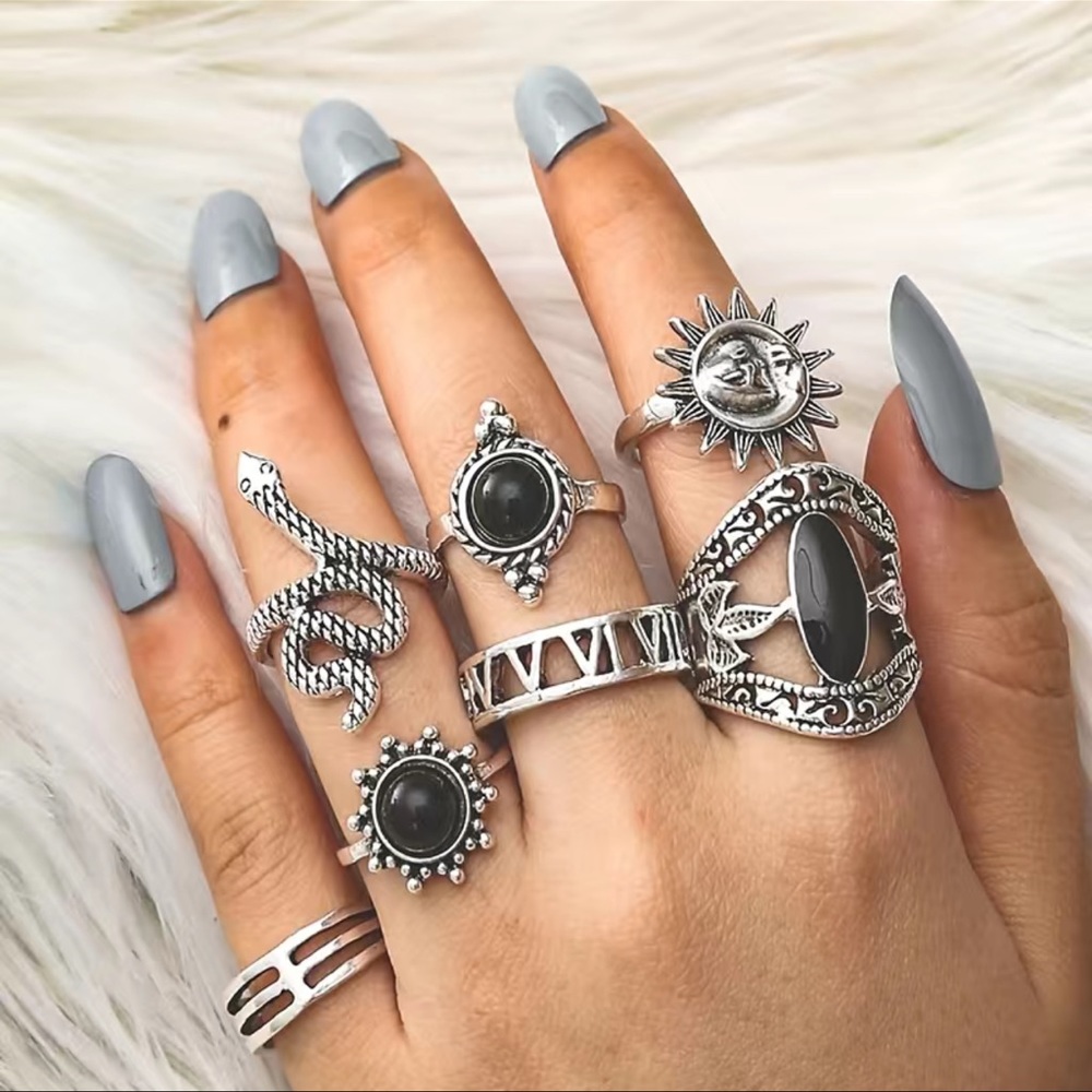 7-Piece Boho Sun Goddess Ring Set